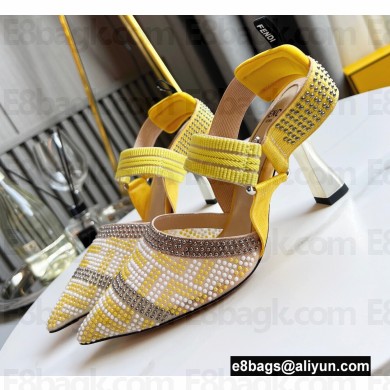 FENDI COLIBRÌ High-heel FF Beaded Slingbacks Yellow 2021