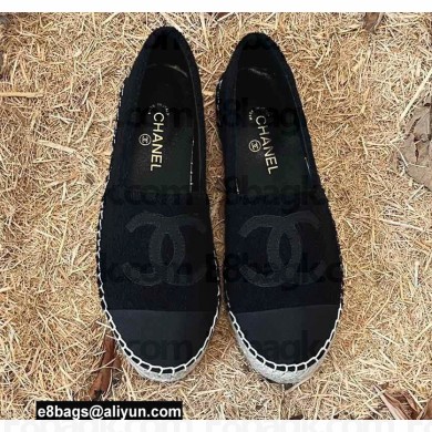 Chanel Tweed and Fabric CC Logo Espadrilles G29762 Black 2022