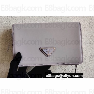 Prada Brushed Leather Shoulder Bag 1BD307 Lilac 2021