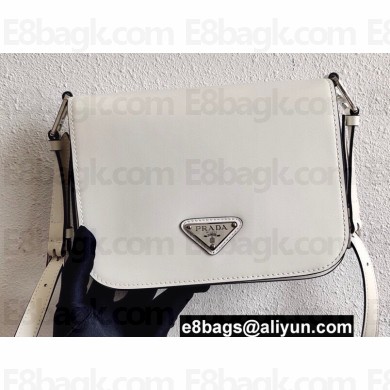Prada Brushed Leather Shoulder Bag 1BD308 White 2021