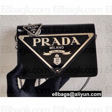 Prada Brushed Leather Shoulder Bag 1BH189 Black 2021