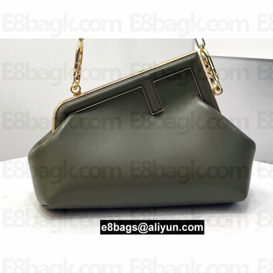 Fendi First Small Leather Bag Dark Green 2021