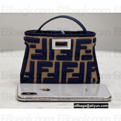 Fendi Nano Peekaboo Bag Charm FF Canvas Blue 2021