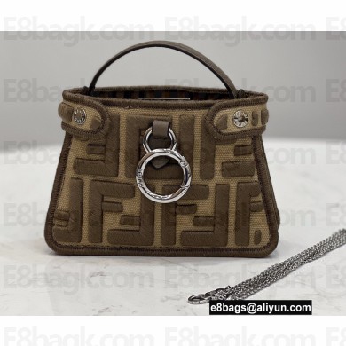 Fendi Nano Peekaboo Bag Charm FF Canvas Brown 2021