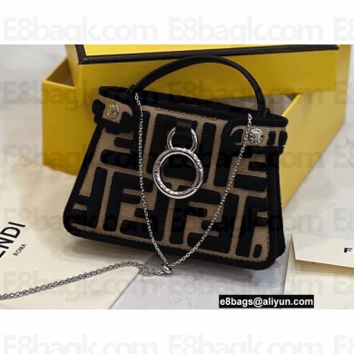 Fendi Nano Peekaboo Bag Charm FF Canvas Black 2021