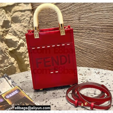 Fendi Leather Mini Sunshine Shopper Bag Red 2021