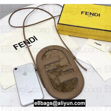 Fendi Leather and Suede 12 PRO PHONE HOLDER Pouch Bag Beige 2021