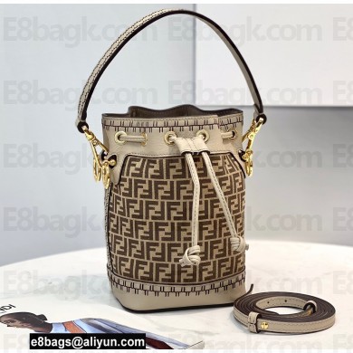 Fendi Mon Tresor Mini Bucket Bag Beige FF Suede 2021