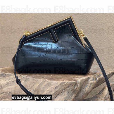 Fendi First Small Crocodile Pattern Bag Black 2021