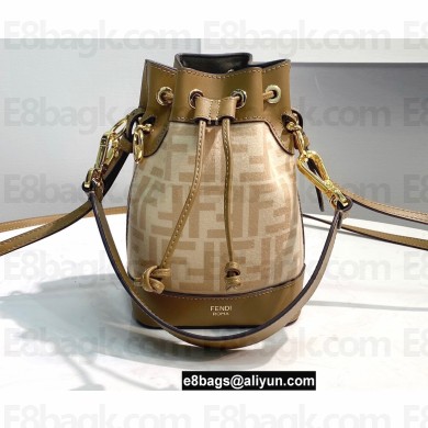 Fendi Mon Tresor Mini Bucket Bag Beige FF Wool 2021
