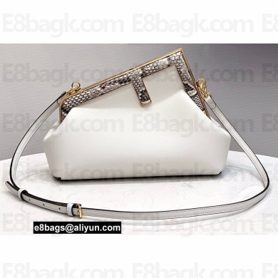 Fendi First Small Leather Bag White/Python Details 2021
