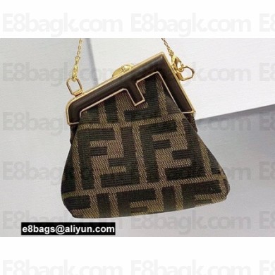 Fendi First Nano Jacquard Fabric Bag Charm Coffee 2021