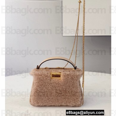 Fendi Nano Peekaboo Bag Charm Sheepskin Pink 2021
