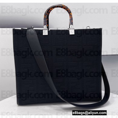 Fendi Technical Mesh FF Fabric Sunshine Medium Shopper Tote Bag Black 2021