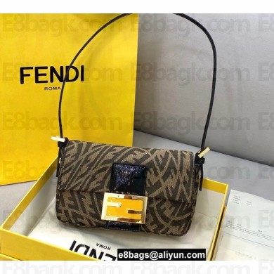 Fendi Mini Baguette 1997 Bag Brown Jacquard Fabric FF Vertigo Graphic Print 2021