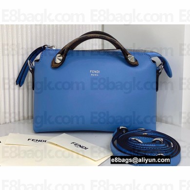 Fendi FF Motif Handle Leather By The Way Mini Boston Bag Light Blue