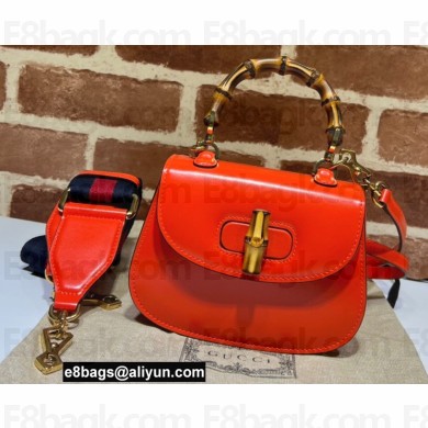 Gucci leather Mini top handle bag with Bamboo 686864 Red 2021
