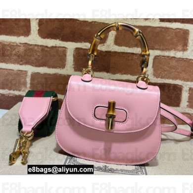 Gucci leather Mini top handle bag with Bamboo 686864 Pink 2021