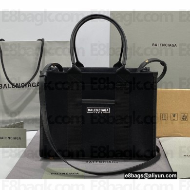 Balenciaga Hardware Small Tote Bag With Strap in Cotton Canvas Black 2021