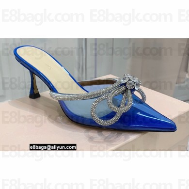 Mach & Mach Heel 6.5cm Double Bow Mules PVC Blue 2021