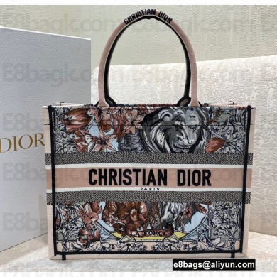 Dior Small Book Tote Bag in Multicolor La Force Embroidery 2021