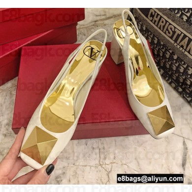 Valentino Heel 9cm ONE STUD Slingbacks in Patent Leather White 2022