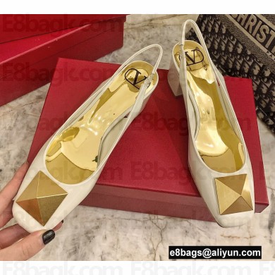 Valentino Heel 6cm ONE STUD Slingbacks in Patent Leather White 2022