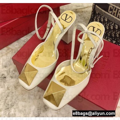 Valentino Heel 9cm ONE STUD Pumps in Patent Leather White 2022