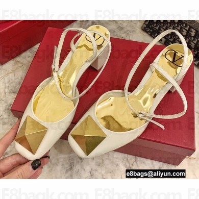 Valentino Heel 6cm ONE STUD Pumps in Patent Leather White 2022