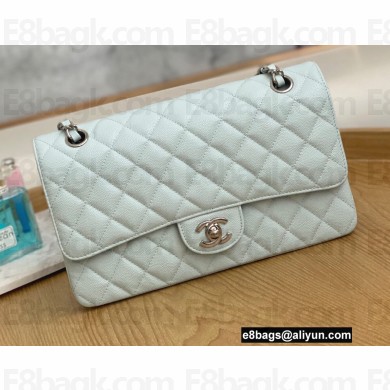 Chanel Medium Classic Flap Bag 1112 Cavair Leather Light Blue 2022