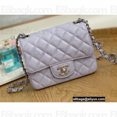 Chanel Mini Classic Flap Bag 1115 Caviar Leather Light Purple 2022