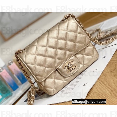 Chanel Mini Classic Flap Bag 1115 Metallic Gold 2022