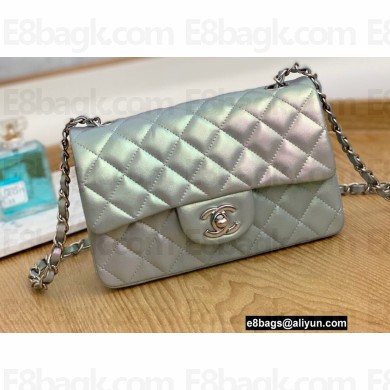 Chanel Small Classic Flap Bag 1116 Rainbow Gradient Silver 2022