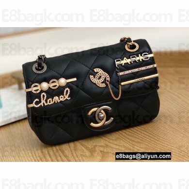 Chanel Pearls Charms Mini Flap Bag AS2978 Black 2022