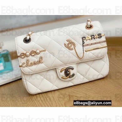 Chanel Pearls Charms Small Flap Bag AS2979 White 2022