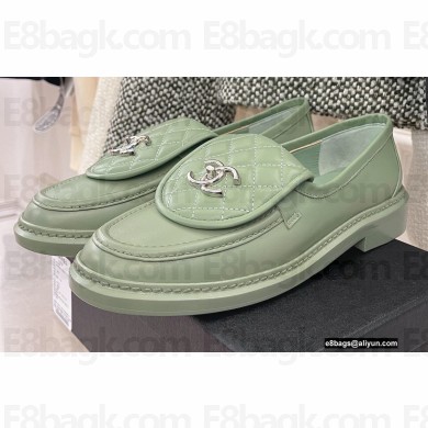 Chanel Heel 3cm Quilting CC Logo Loafers G36646 Light Green 2022