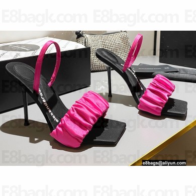 Alexander Wang Heel 7.5cm/10cm Julie Scrunchie Slingbacks In Satin Hot Pink 2022