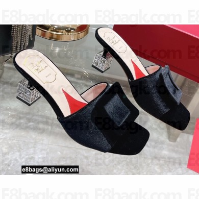 Roger Vivier Heel 7cm Cube Strass Heel Mules Velvet Black 2022