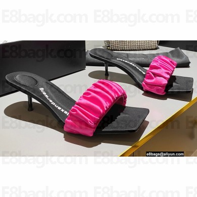 Alexander Wang Heel 5cm Jessie Scrunchie Slide Sandals In Satin Hot Pink 2022