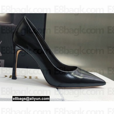 Dior Heel 9.5cm Brushed Calfskin Essence Pumps Black 2022