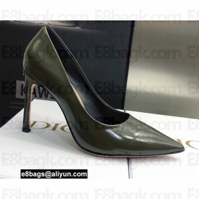 Dior Heel 9.5cm Brushed Calfskin Essence Pumps Dark Green 2022