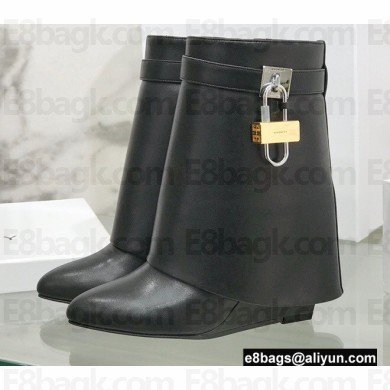 Givenchy Heel 9.5cm Shark Lock Ankle Boots in Leather Black 2022
