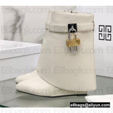 Givenchy Heel 9.5cm Shark Lock Ankle Boots in Leather White 2022
