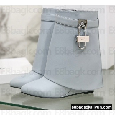 Givenchy Heel 9.5cm Shark Lock Ankle Boots in Leather Light Gray 2022