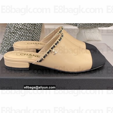 Chanel Heel 2cm Chain Mules Beige Spring 2022