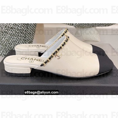 Chanel Heel 2cm Chain Mules White Spring 2022