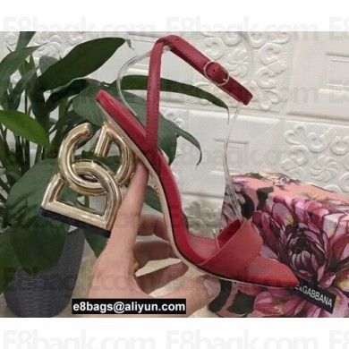 Dolce & Gabbana Heel 10.5cm Leather Sandals Red with DG Pop Heel 2021