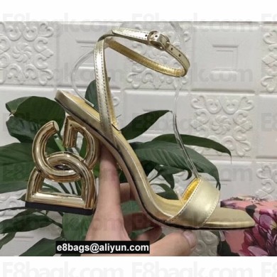 Dolce & Gabbana Heel 10.5cm Leather Sandals Gold with DG Pop Heel 2021
