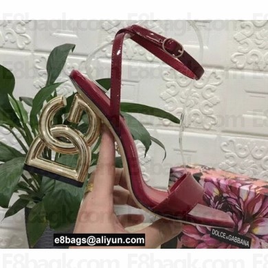 Dolce & Gabbana Heel 10.5cm Leather Sandals Patent Red with DG Pop Heel 2021
