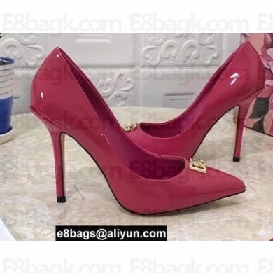 Dolce & Gabbana Heel 10.5cm Patent Leather Pumps Fuchsia with DG Pop Logo 2021